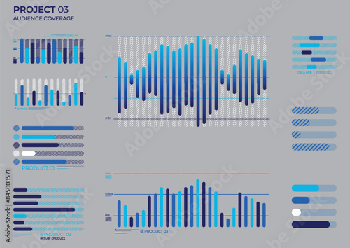Finance elements charts in color. Vector illustration.