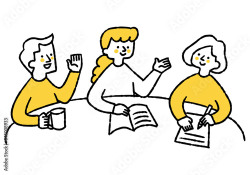 A man and two women sharing opinions at a meeting