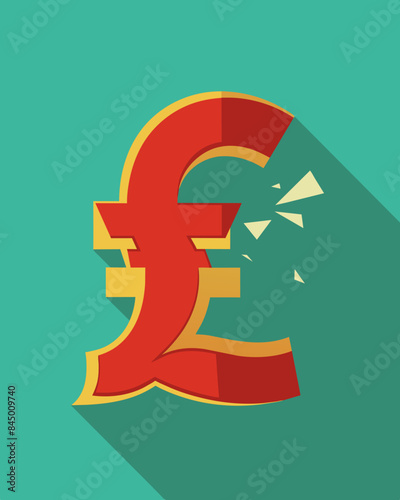 The once prominent pound sign is now reduced to a faint ly visible imprint symbolizing the devaluation of this once powerful currency.. Vector illustration