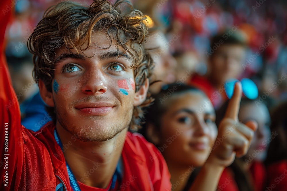 Spectator with face paint at a sports event Spectator with face paint at a sports event