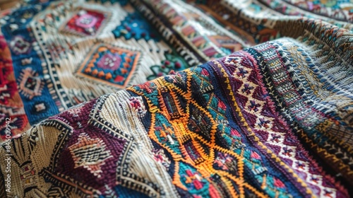 Handcrafted Palestinian colorful rug Intricate embellishment for fabric patterns handmade home decor and fabrics