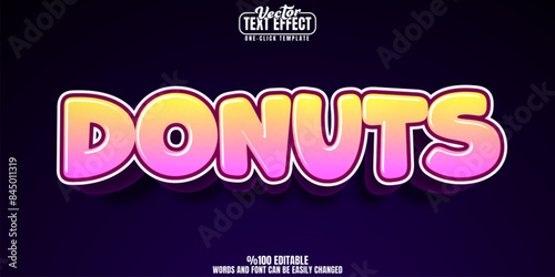 Donut editable text effect, customizable sweet and pastry 3d font style