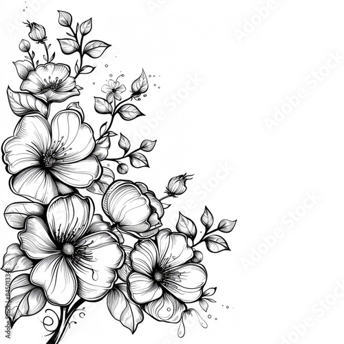 Hand drawn simple flower design on white background