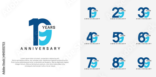 anniversary logotype vector set with blue color for special celebration day