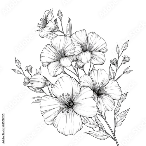 Hand drawn simple flower design on white background
