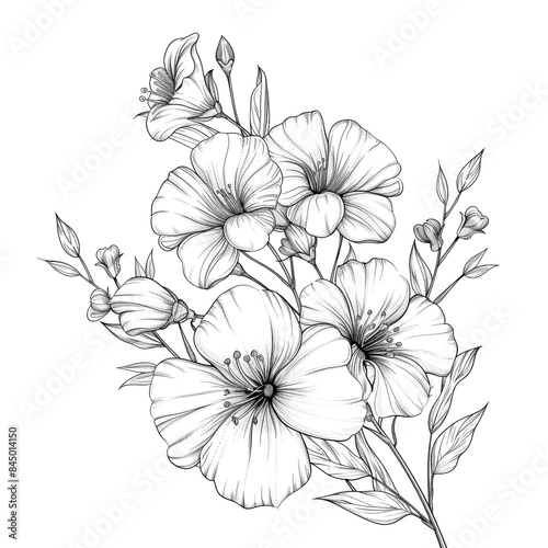 Wallpaper Mural Hand drawn simple flower design on white background Torontodigital.ca