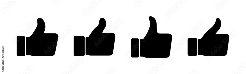 Thumbs up icon set. Hand like. Like icon vector. Thumbs up icon set. Hand like. Like icon vector.