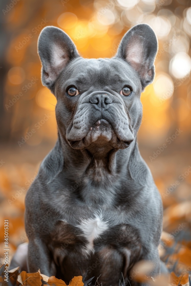 A French Bulldog wearing a party hat sits in a festive setting A French Bulldog wearing a party hat sits in a festive setting