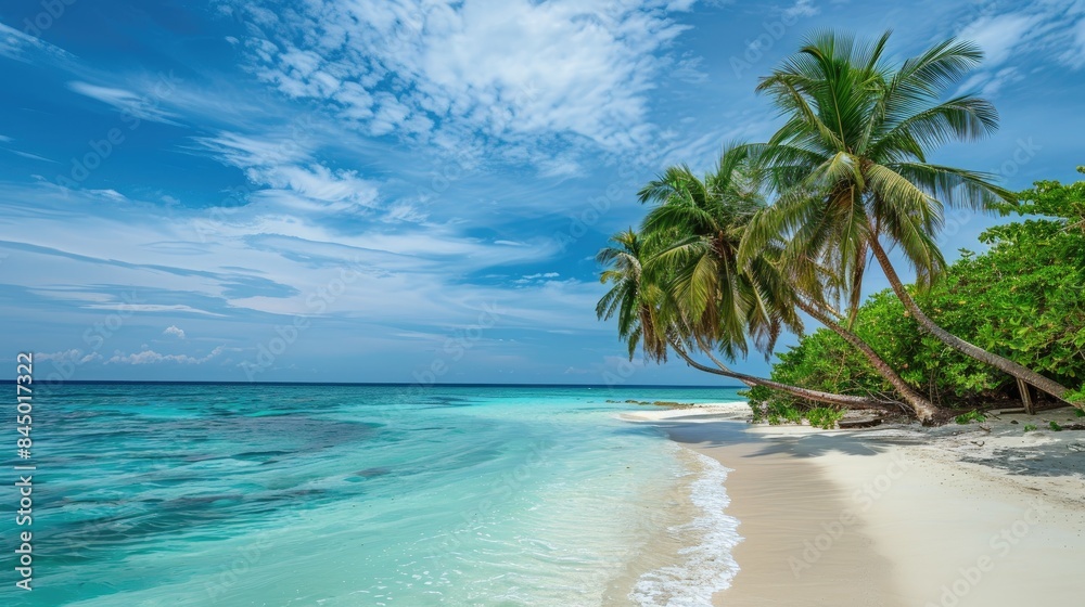 Tropical getaway with palm trees and sandy shores ideal for a vacation Tropical getaway with palm trees and sandy shores ideal for a vacation