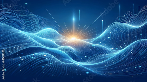 Fototapeta Naklejka Na Ścianę i Meble -  Abstract background a blue wavy lines in a blue background