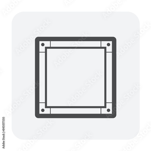 Square straight duct vector icon. Galvanized steel sheet with flange for ductwork by install on ceiling to distributing supplying hot cold air in hvac or air conditioning, ventilation system.
