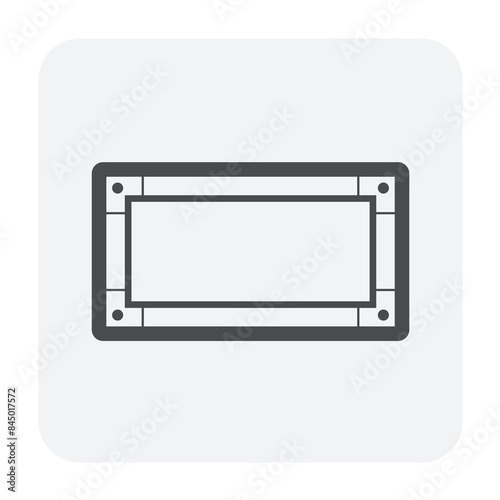 Rectangular straight duct vector icon. Galvanized steel sheet with flange for ductwork by install on ceiling to distributing supplying hot cold air in hvac or air conditioning, ventilation system.
