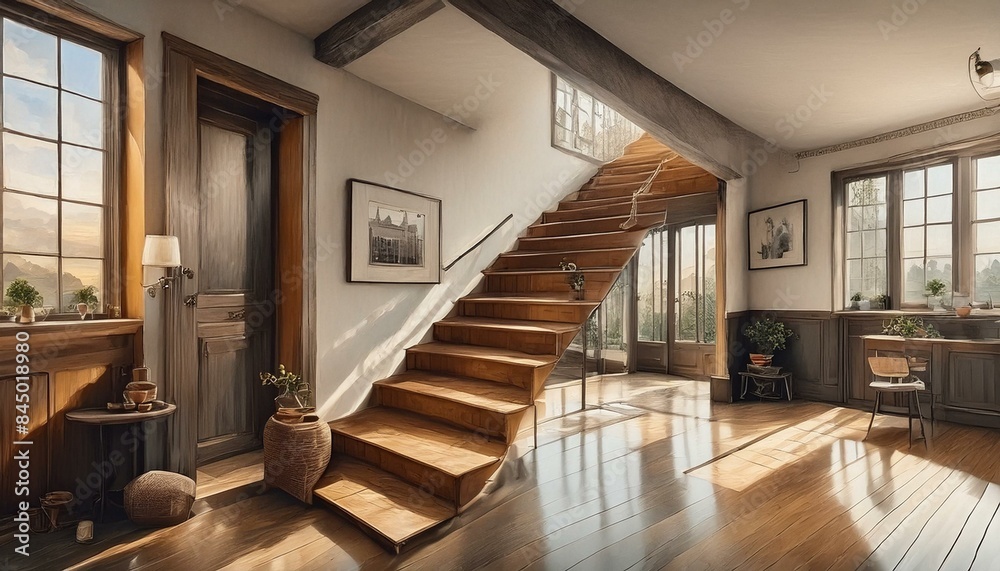 Naklejka premium House, room, model house, interior, architecture, Generative AI