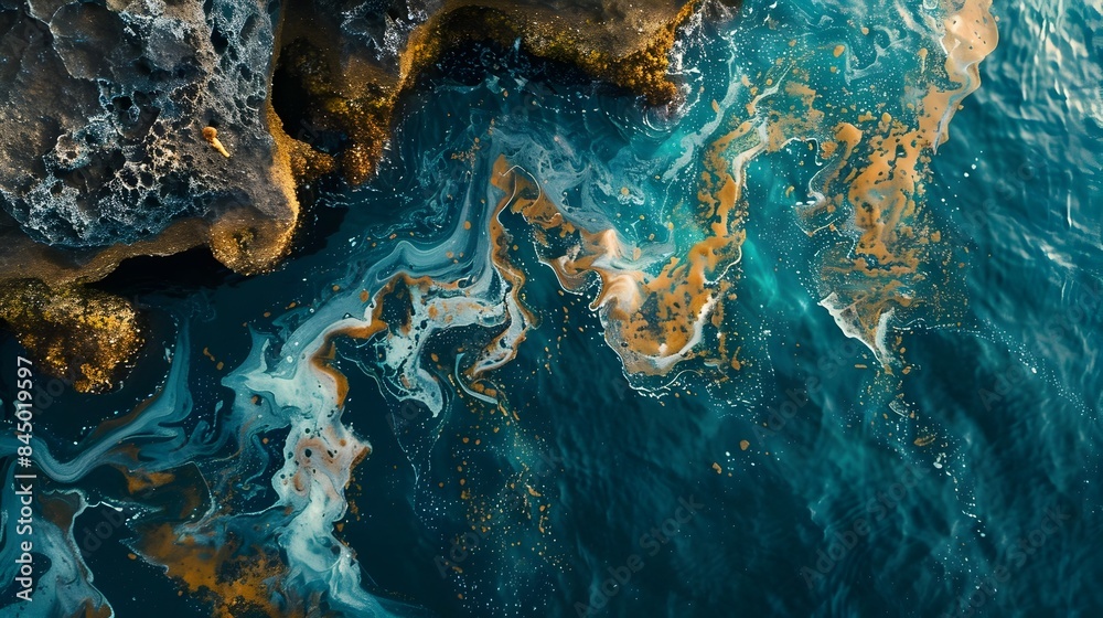 Obraz premium Captivating Underwater Textures of Vibrant Algae and Fluid Geologic Formations