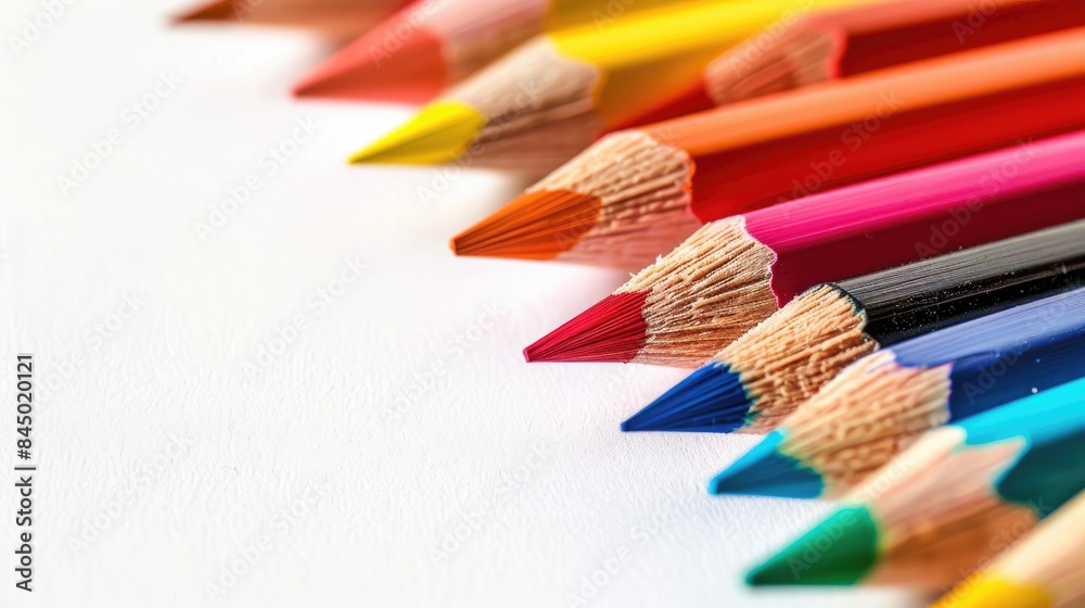 Fototapeta premium Color pencils against a white backdrop