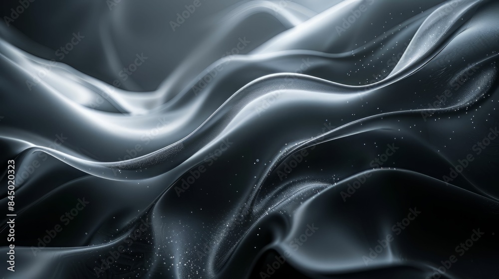Fototapeta premium Abstract, flowing, silver and gray, digital, wavy, lines, background.