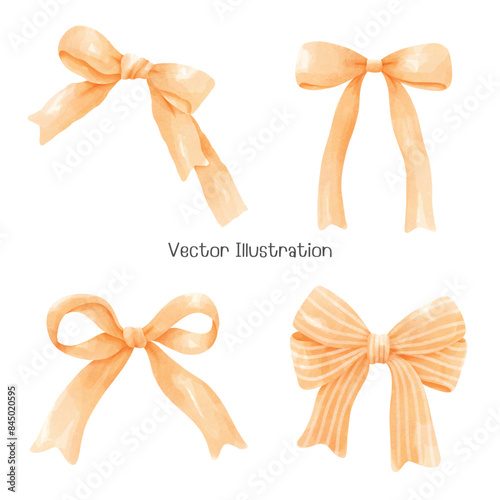 Watercolor Orang Ribbon,Vector Illustration