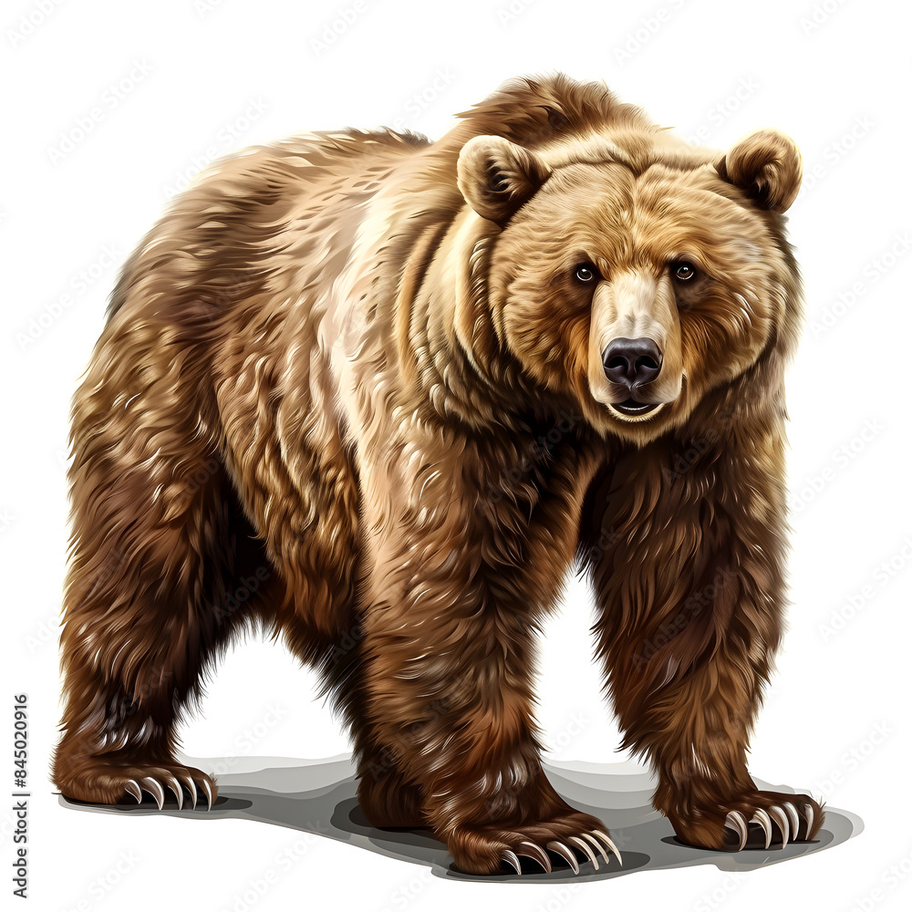 Fototapeta premium Clipart illustration of brown bear on a white background. Suitable for crafting and digital design projects.[A-0002]