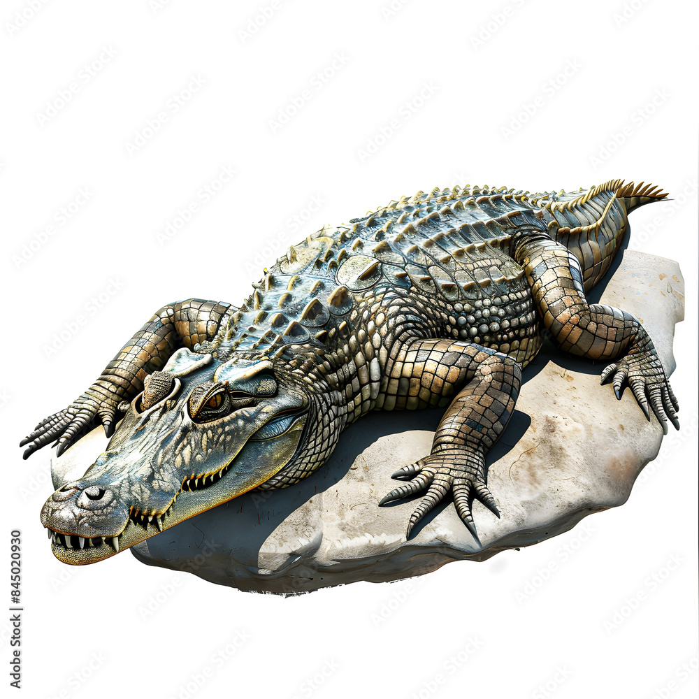 Naklejka premium Clipart illustration of crocodile on a white background. Suitable for crafting and digital design projects.[A-0001]
