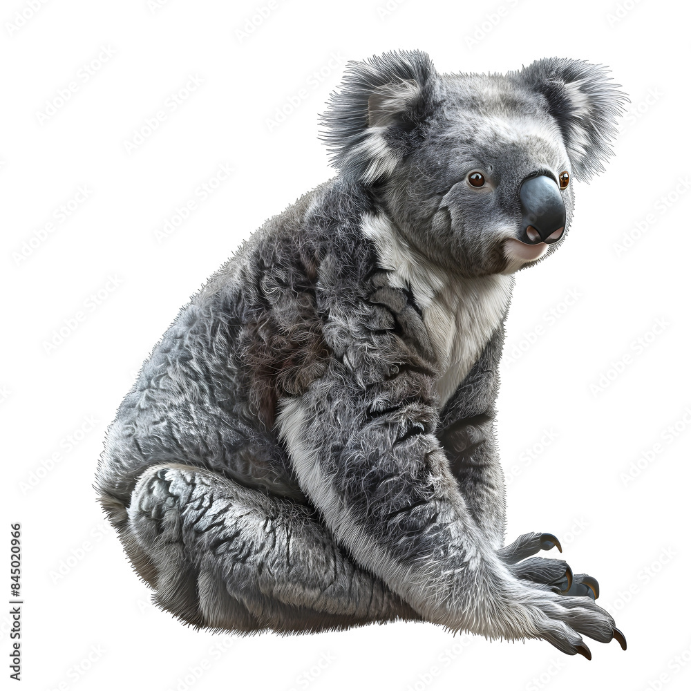 Naklejka premium Clipart illustration of koala on a white background. Suitable for crafting and digital design projects.[A-0004]