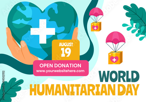 Humanitarian Day Social Media Background Flat Cartoon Hand Drawn Templates Illustration