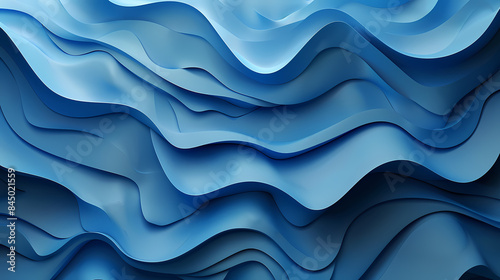 Abstract blue paper waves pattern creating a fluid and dynamic visual effect