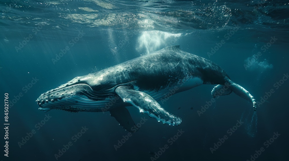Fototapeta premium Majestic Humpback Whale Underwater