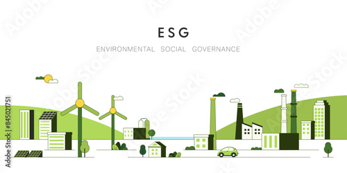Sustainable of Green ecology and environment concept. ESG as environmental, social and governance concept. Flat Vector illustration.