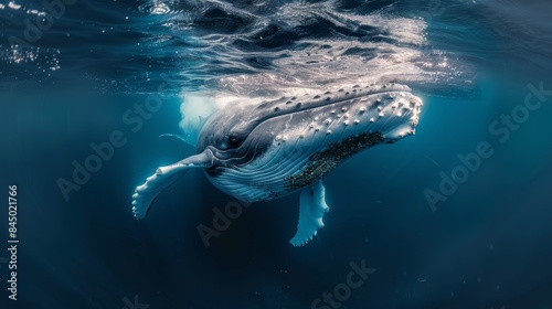Majestic Humpback Whale Underwater © jirayut