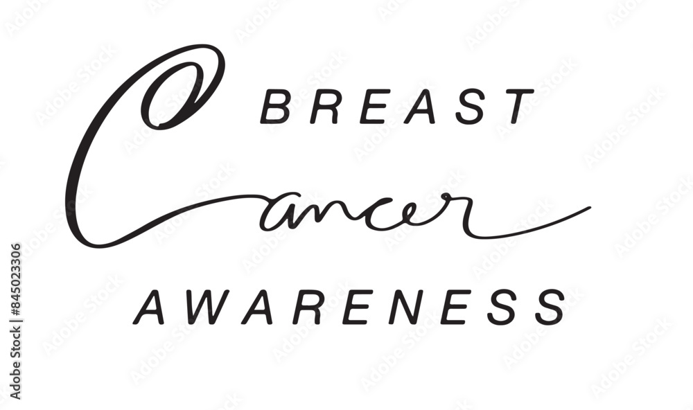 Fototapeta premium Breast cancer awareness font text calligraphy hand written lettering symbol disease awareness support care month campaign october month health hope pink color illness survivor fight medical element 