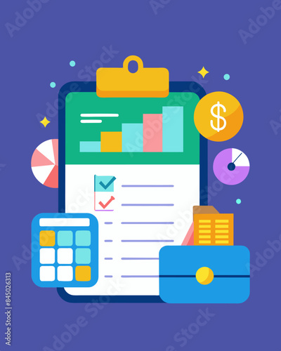 An expense tracker tool with customizable spending categories and the option to create subbudgets for specific events or activities.. Vector illustration