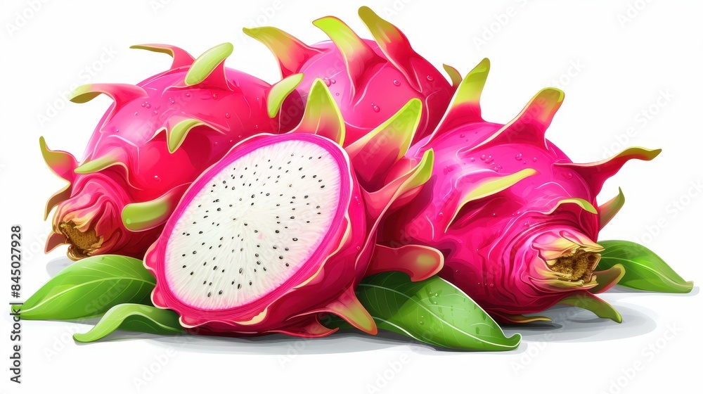 Dragon fruit clipart, isolated on white background Dragon fruit clipart, isolated on white background