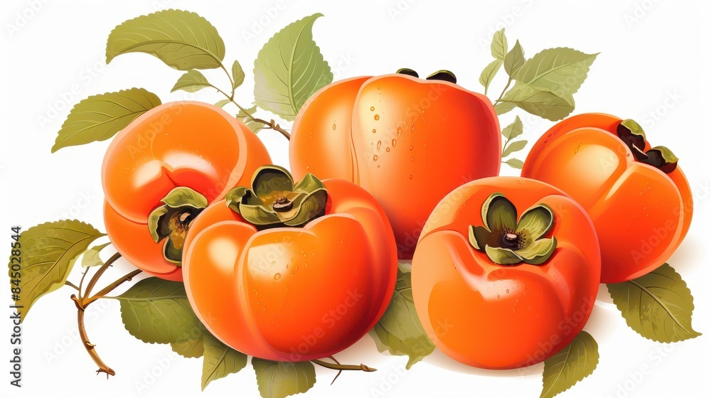Fototapeta premium Persimmons clipart, isolated on white background