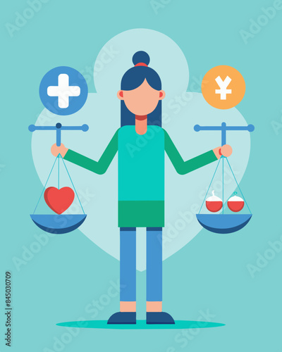 Deciding to prioritize paying for necessary medical treatments over entertainment expenses.. Vector illustration