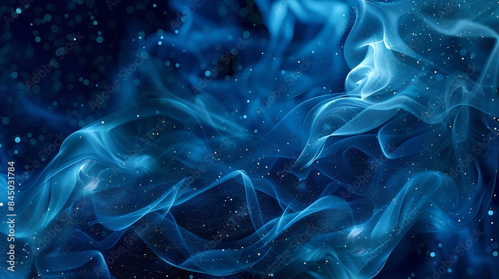 Fototapeta premium Blue Smoke Flowing in Dark Motion