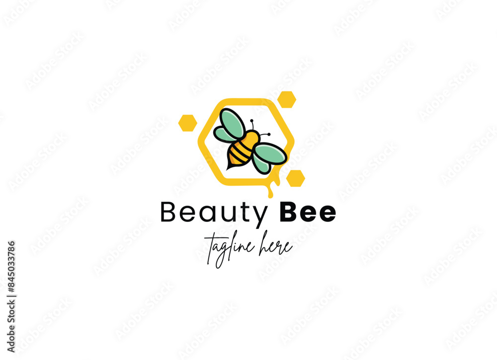 Colorful beauty bee logo design, cute bee logo design illustration Colorful beauty bee logo design, cute bee logo design illustration