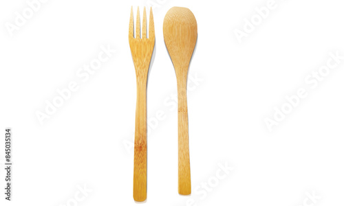 Empty wooden spoon and wooden fork Placed upside down illustration. vector