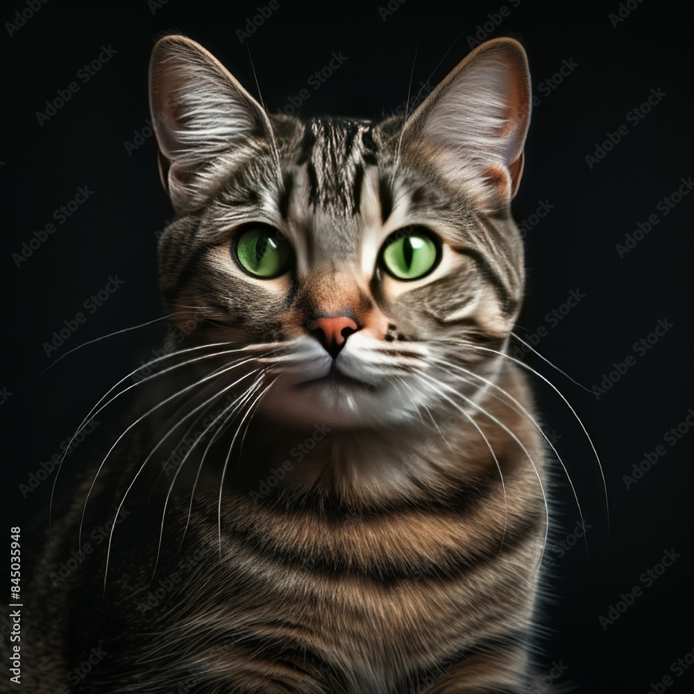 Portrait of a Tabby Cat with Striking Green Eyes Portrait of a Tabby Cat with Striking Green Eyes