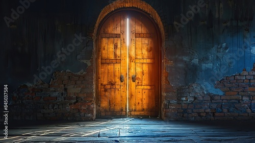 An open door leading to an alternate dimension symbolizes the embarkation into untrodden creative frontiers. photo