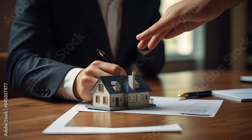 Businessman signing a real estate deal contract Miniat.generative.ai photo