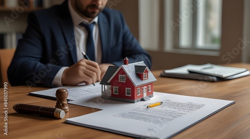 Businessman signing a real estate deal contract Miniat.generative.ai photo