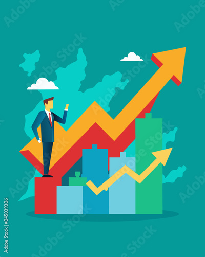 As a result of economic stimulus efforts the overall GDP of the country experienced a significant increase signaling a stronger and more prosperous economy.. Vector illustration