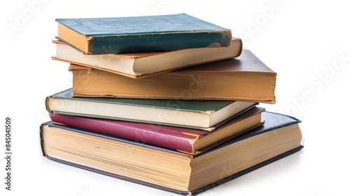Books on white background for school work