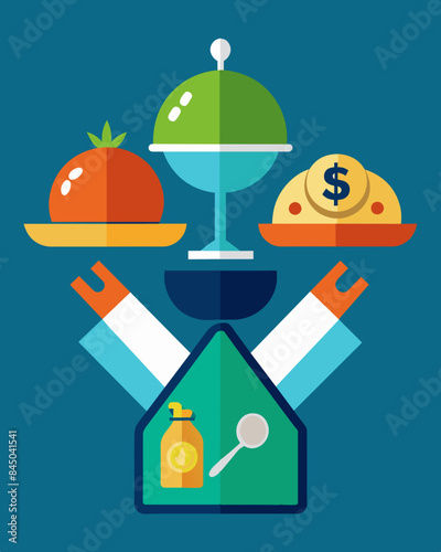 Sacrificing eating out at restaurants in order to afford necessary monthly bills.. Vector illustration