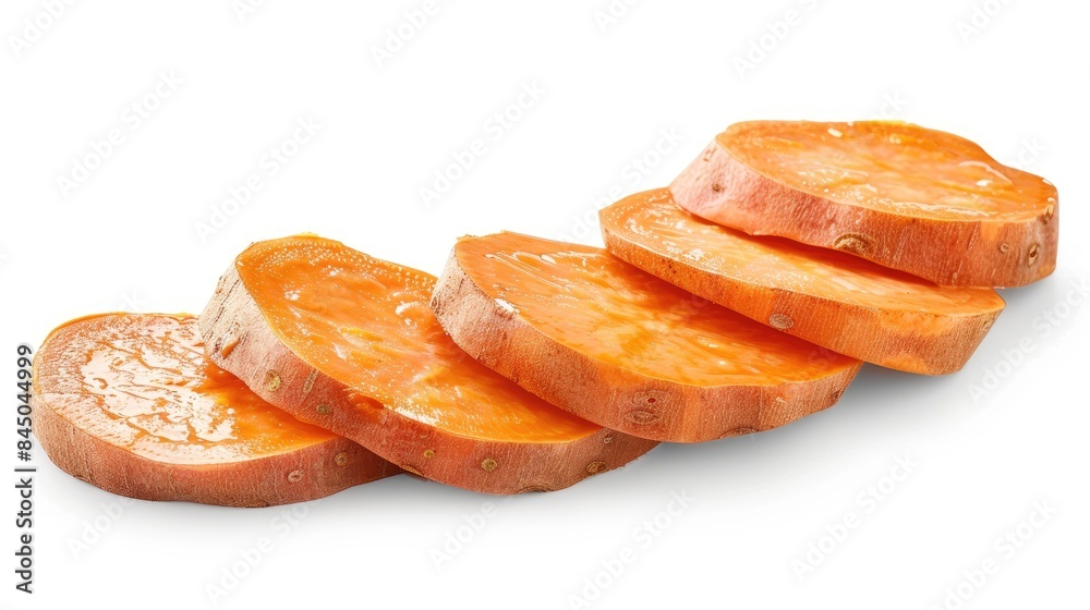 Sweet potato slices isolated on a white background Sweet potato slices isolated on a white background