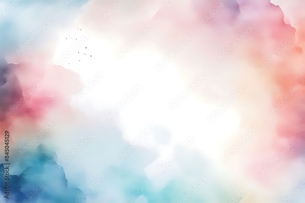 Fototapeta premium Grunge watercolor border background and texture, white bright tone, space for design. watercolor background