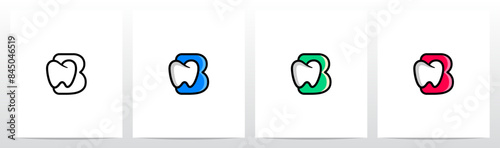 Cartoon Comic Style Tooth Dentist Letter Initial Logo Design B
