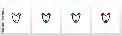 Cartoon Comic Style Tooth Dentist Letter Initial Logo Design V