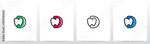 Cartoon Comic Style Tooth Dentist Letter Initial Logo Design D
