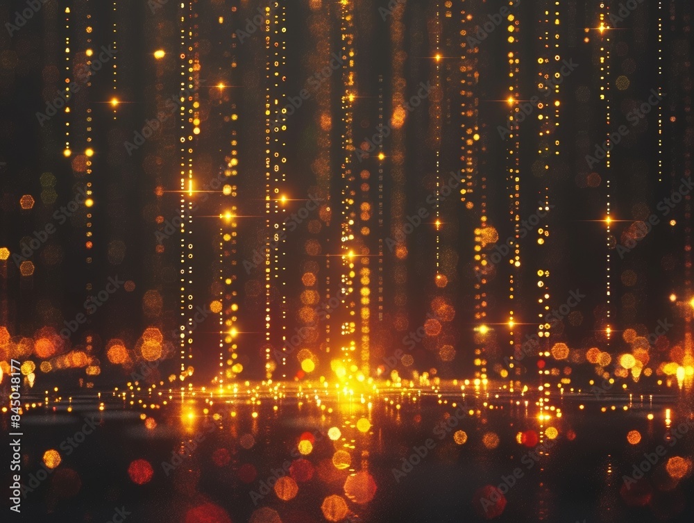 An abstract technology background with binary code and vibrant colors on a black background. An abstract technology background with binary code and vibrant colors on a black background.